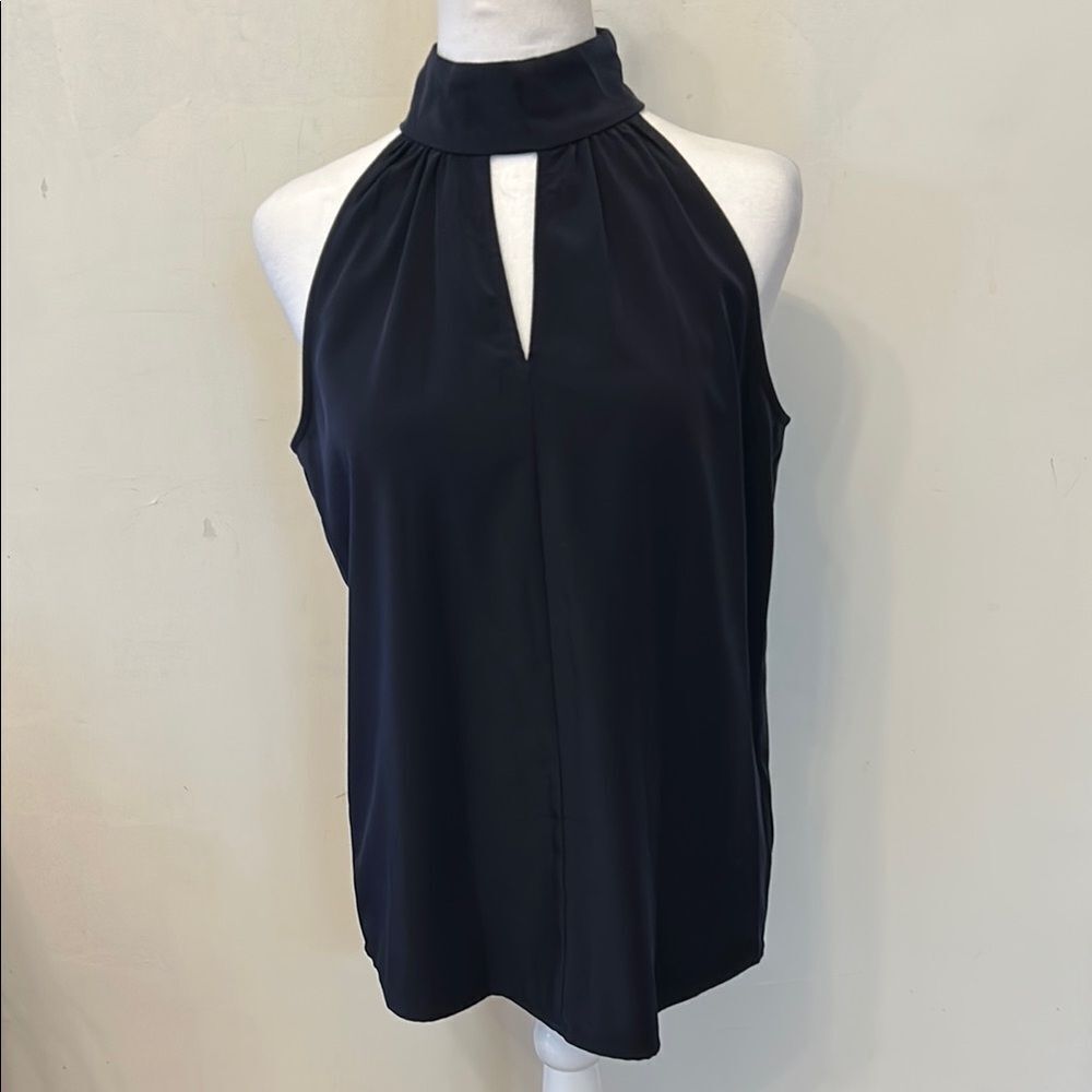 S&D Diya Halter Navy Split Back Blouse Size S New